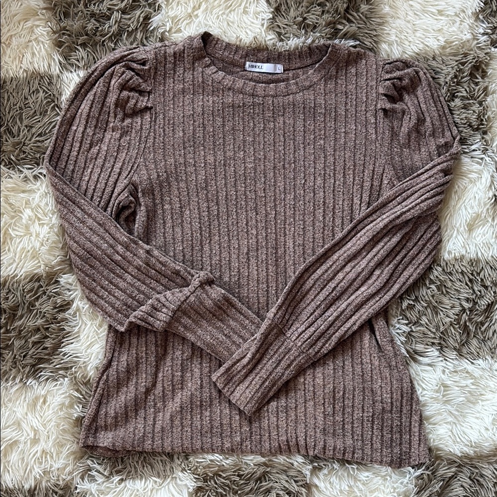 Brown Ribbed Sweater by A New Day